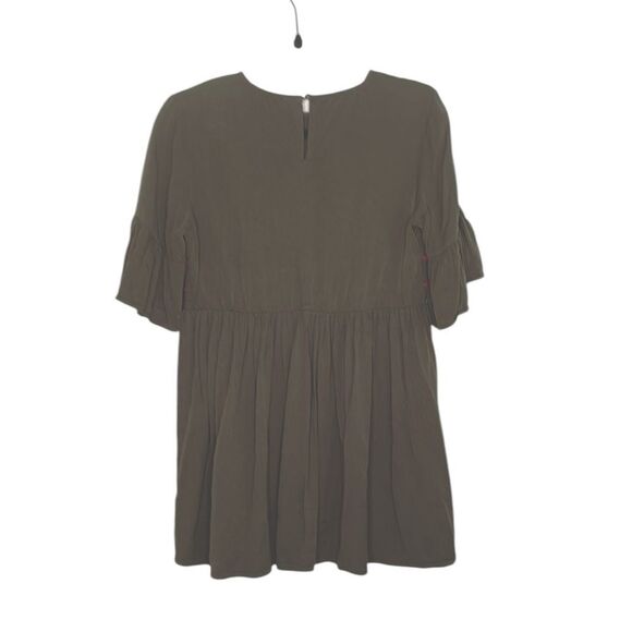 Kirundo Boho Green Embellished Mini Dress with Flutter Sleeves Soft Viscose - Picture 5 of 9